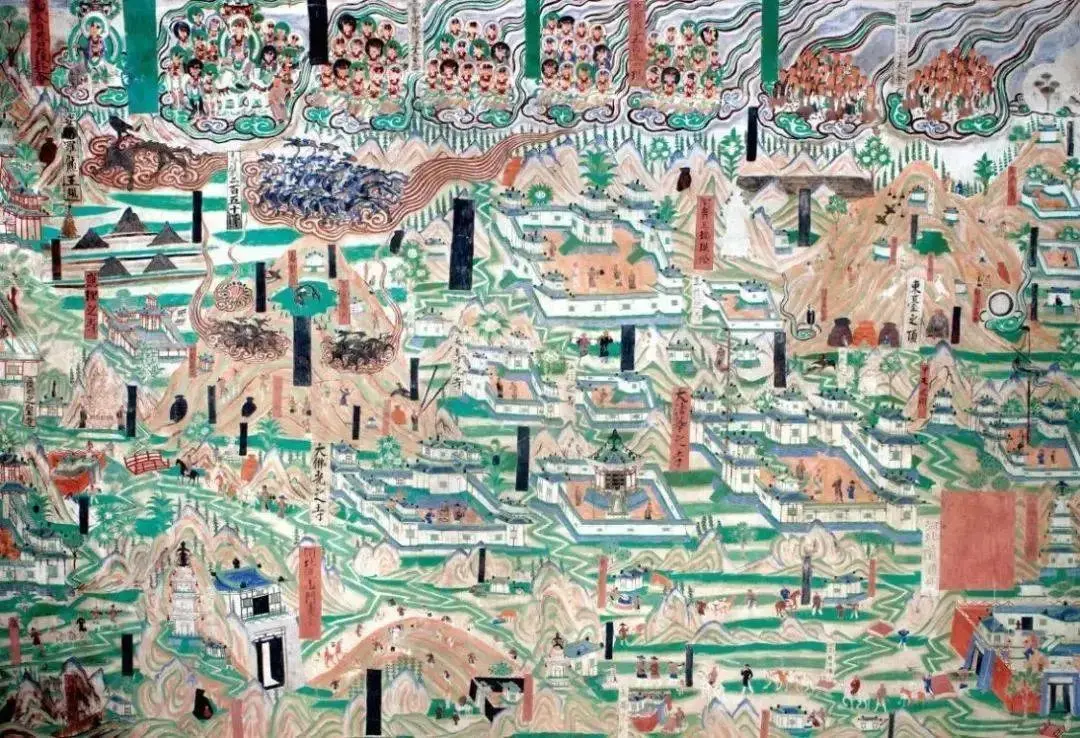 敦煌61窟壁画《五台山图》局部五台山的历史有多悠久,五台山文化研究