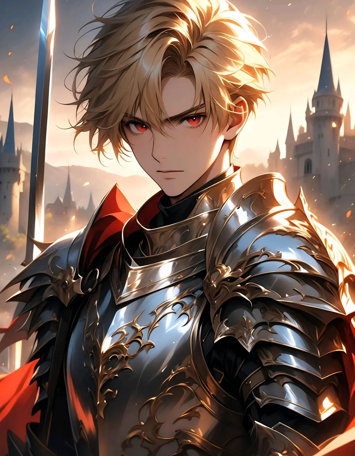 ai绘画,ai画的金发红眼男子.2025年5月12日