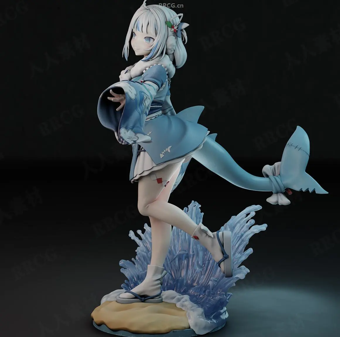 噶呜·古拉gawr gura小鲨鲨虚拟主播角色雕刻手办3d打印模型