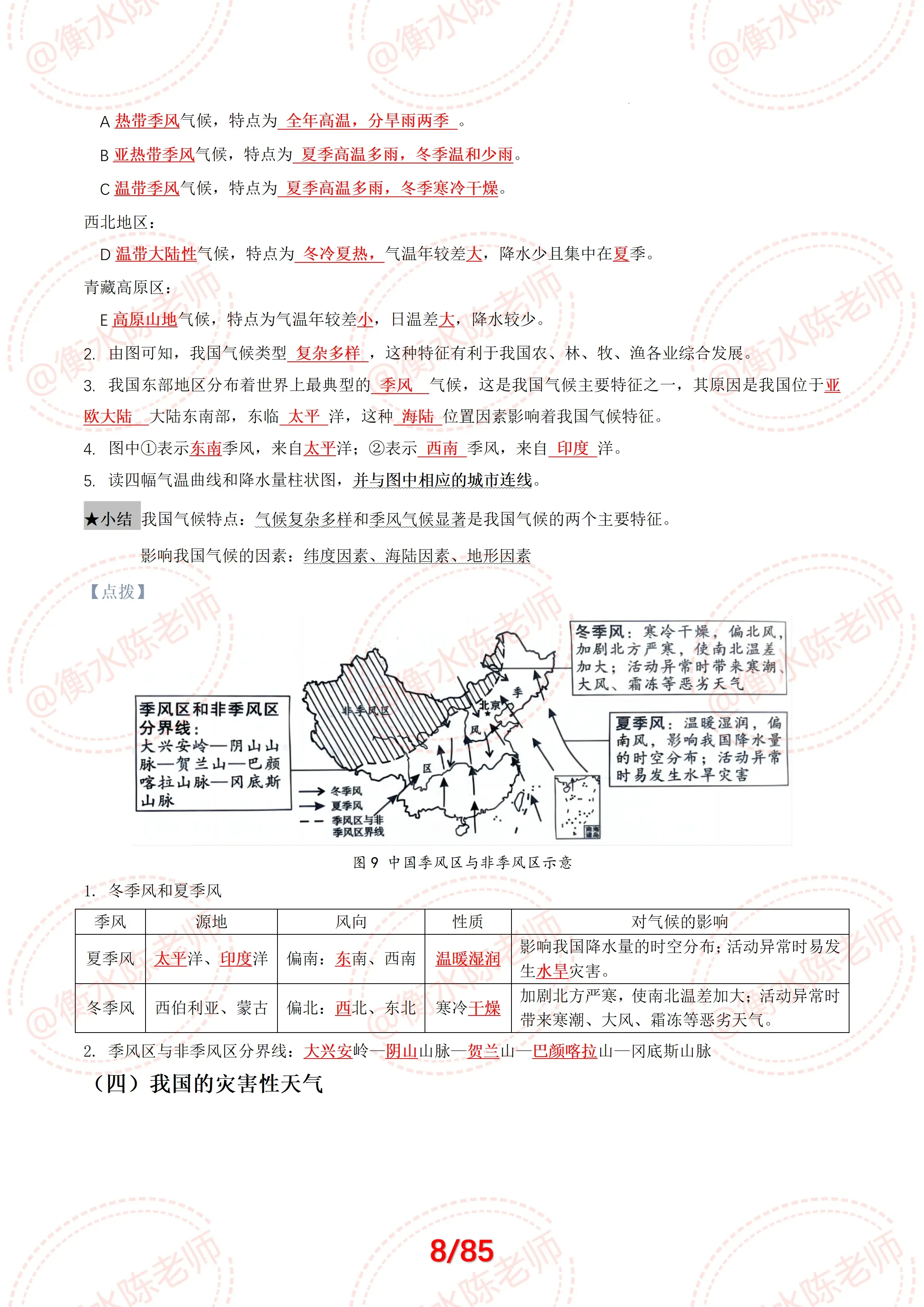 八上地理知识点梳理背诵(八上地理知识点总结填空汇总)