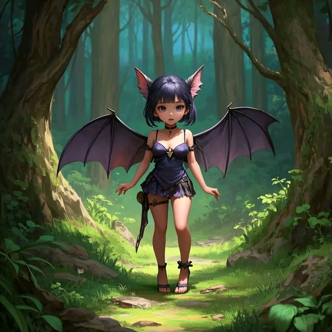 ai生成画(蝙蝠少女)