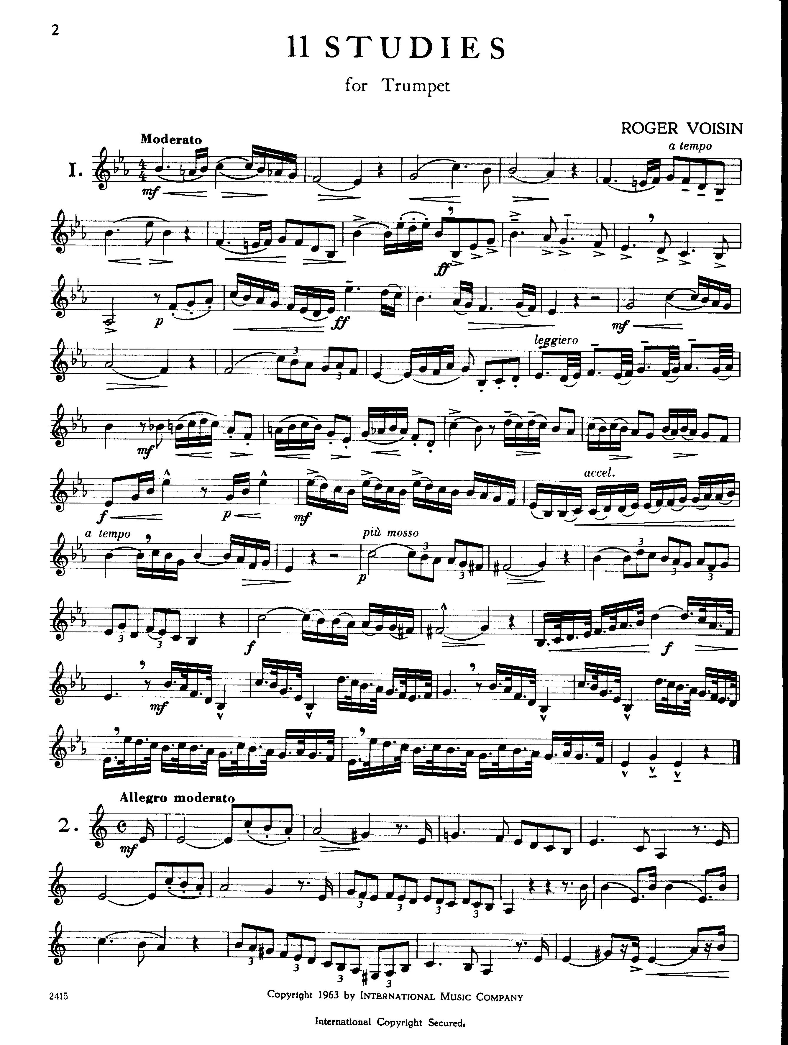 沃森小号练习曲集,voisin 11 etudes for trumpet