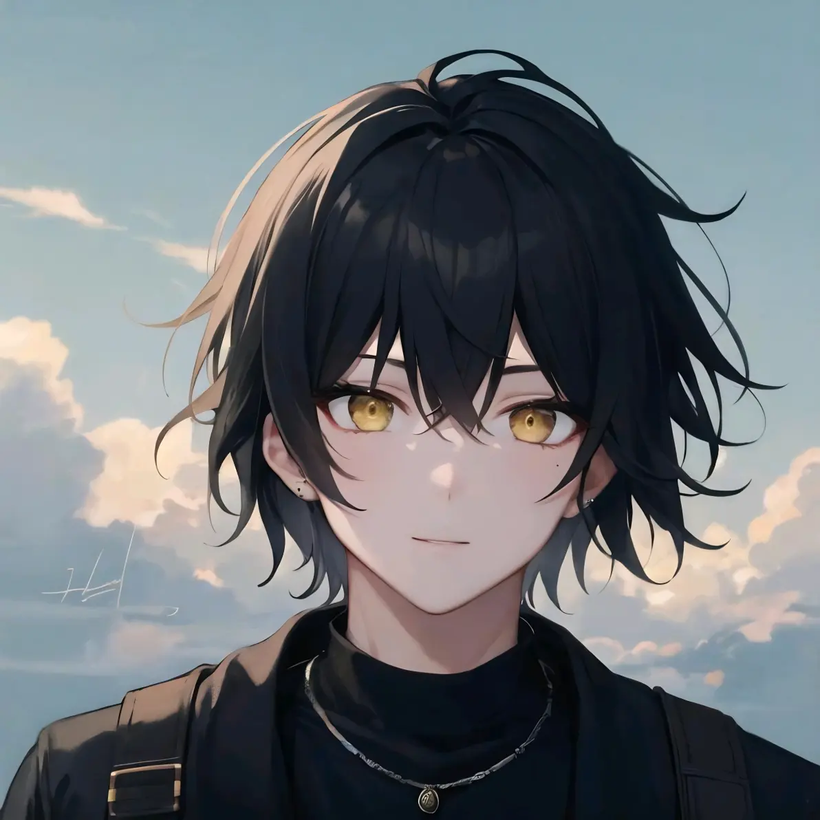ai绘画,ai画的黑发金瞳男子头像.2024年6月9日