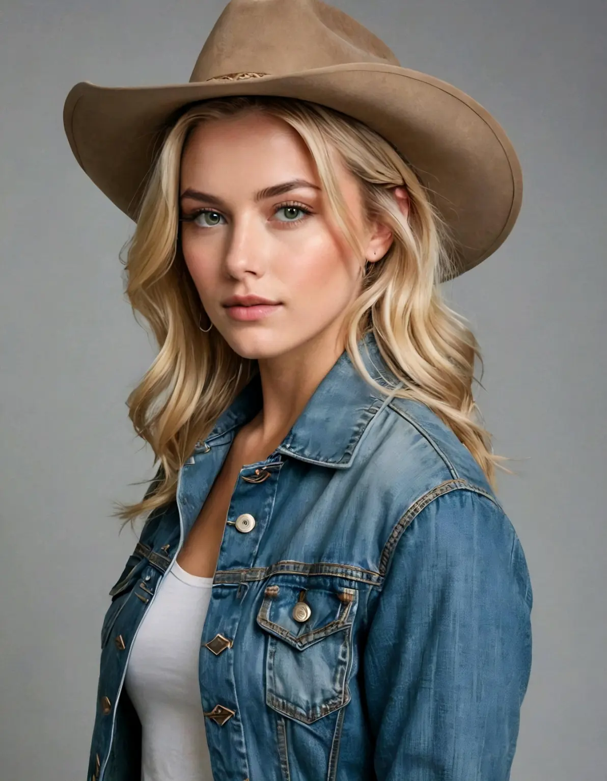 ai绘画,ai画的西部牛仔打扮的女人.2024年5月17日
