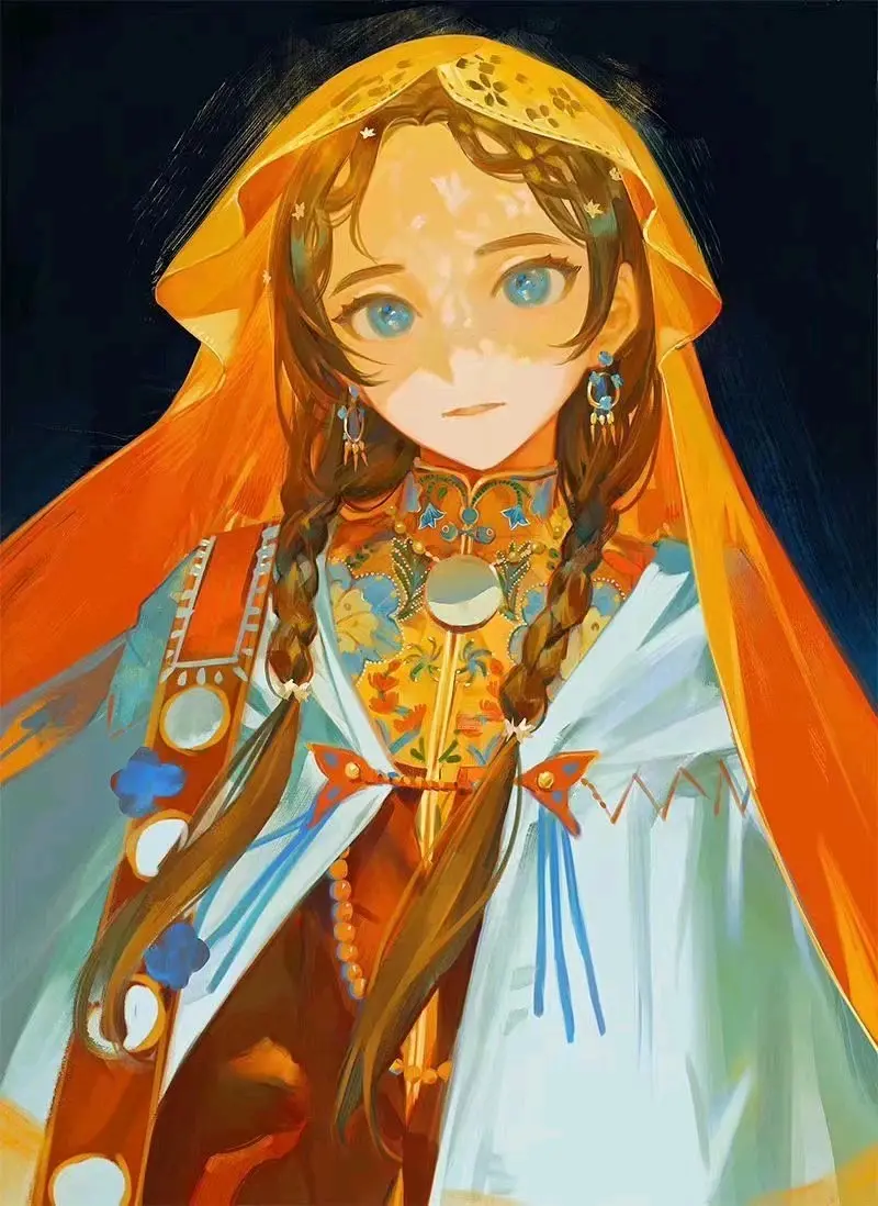 戴帽子或斗篷的动漫美少女