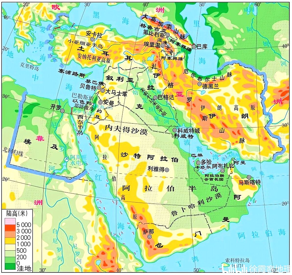 【徐霞客地理】中东高清版彩色地图 - 哔哩哔哩