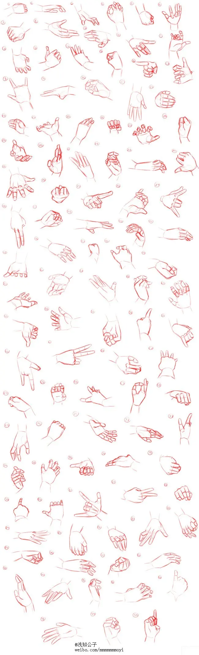收集一些手的pose手绘