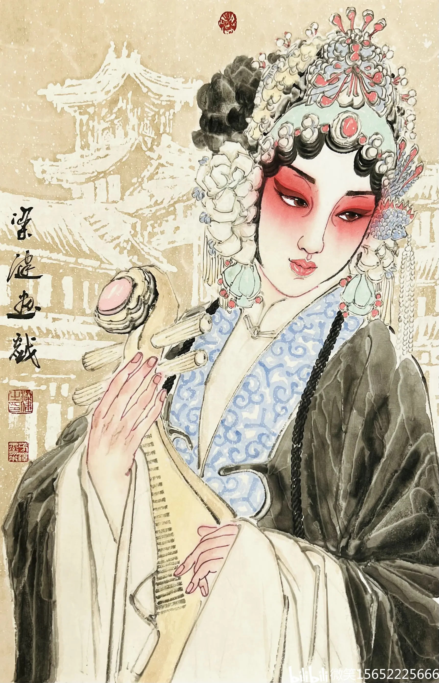 京剧花旦图片水墨画图片