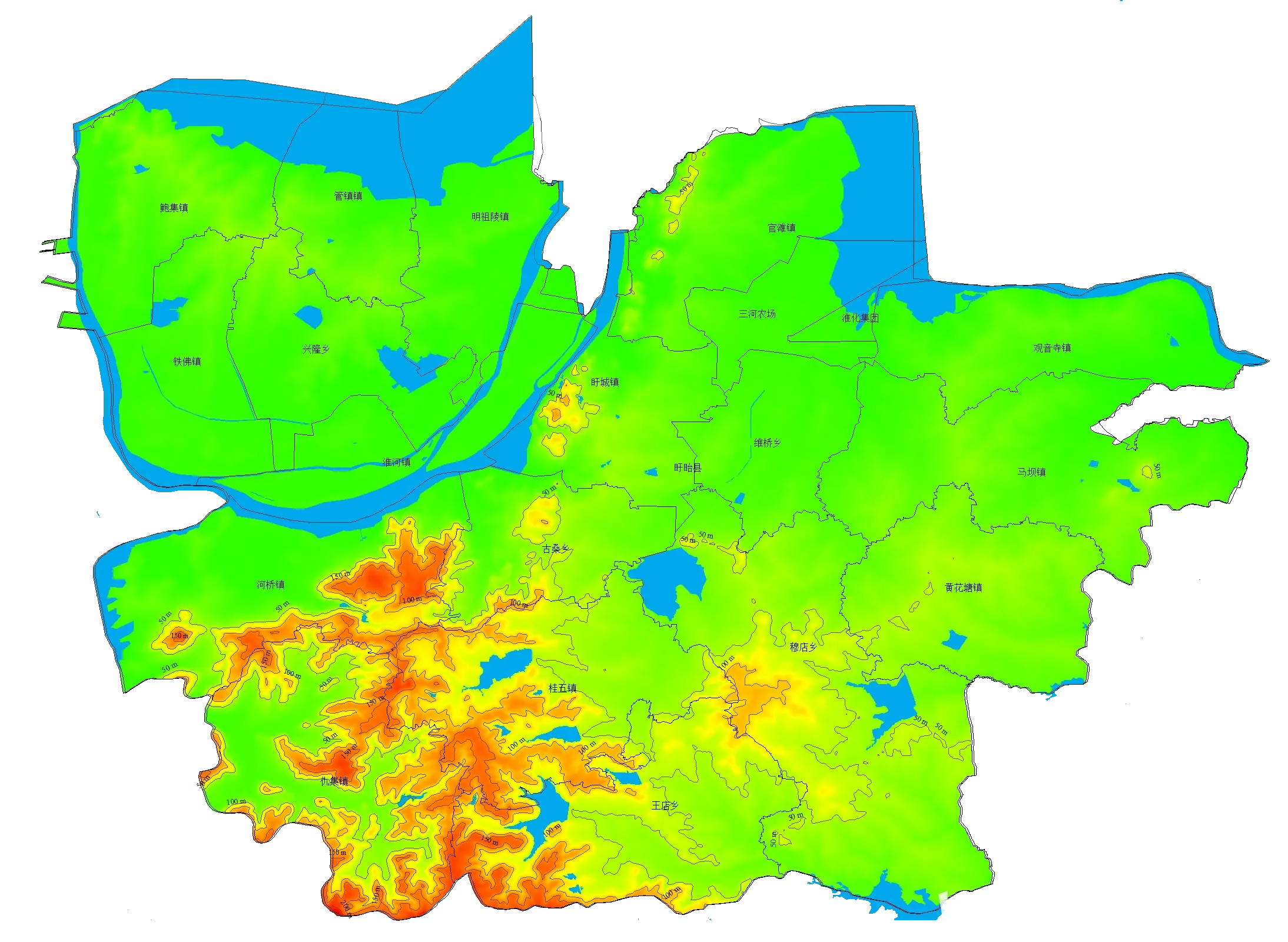 江苏省盱眙县行政区划和地形图