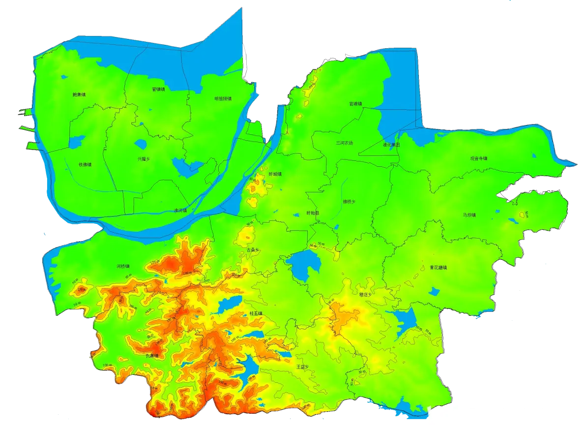 江苏省盱眙县行政区划和地形图