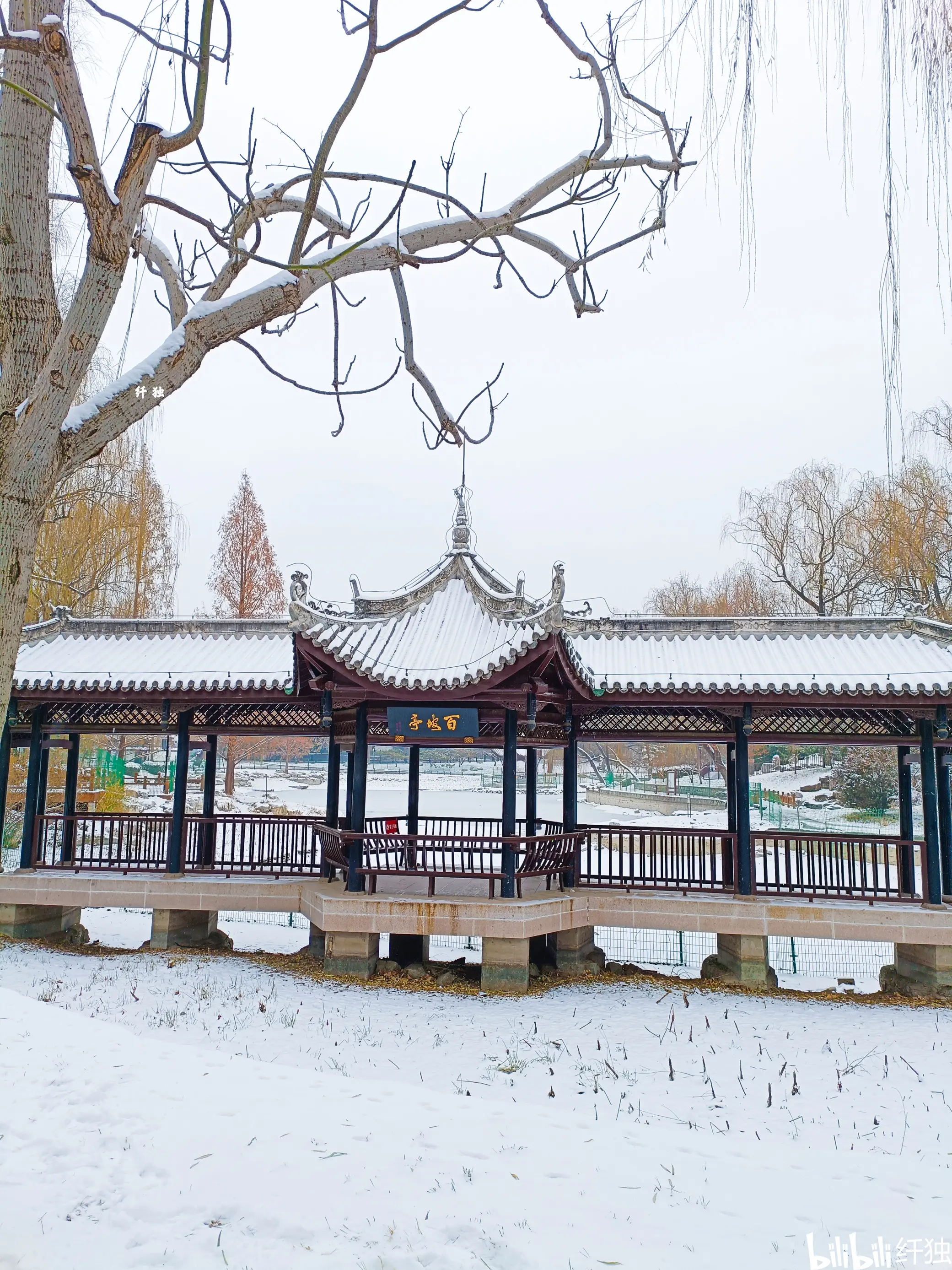 凉亭雪景图片