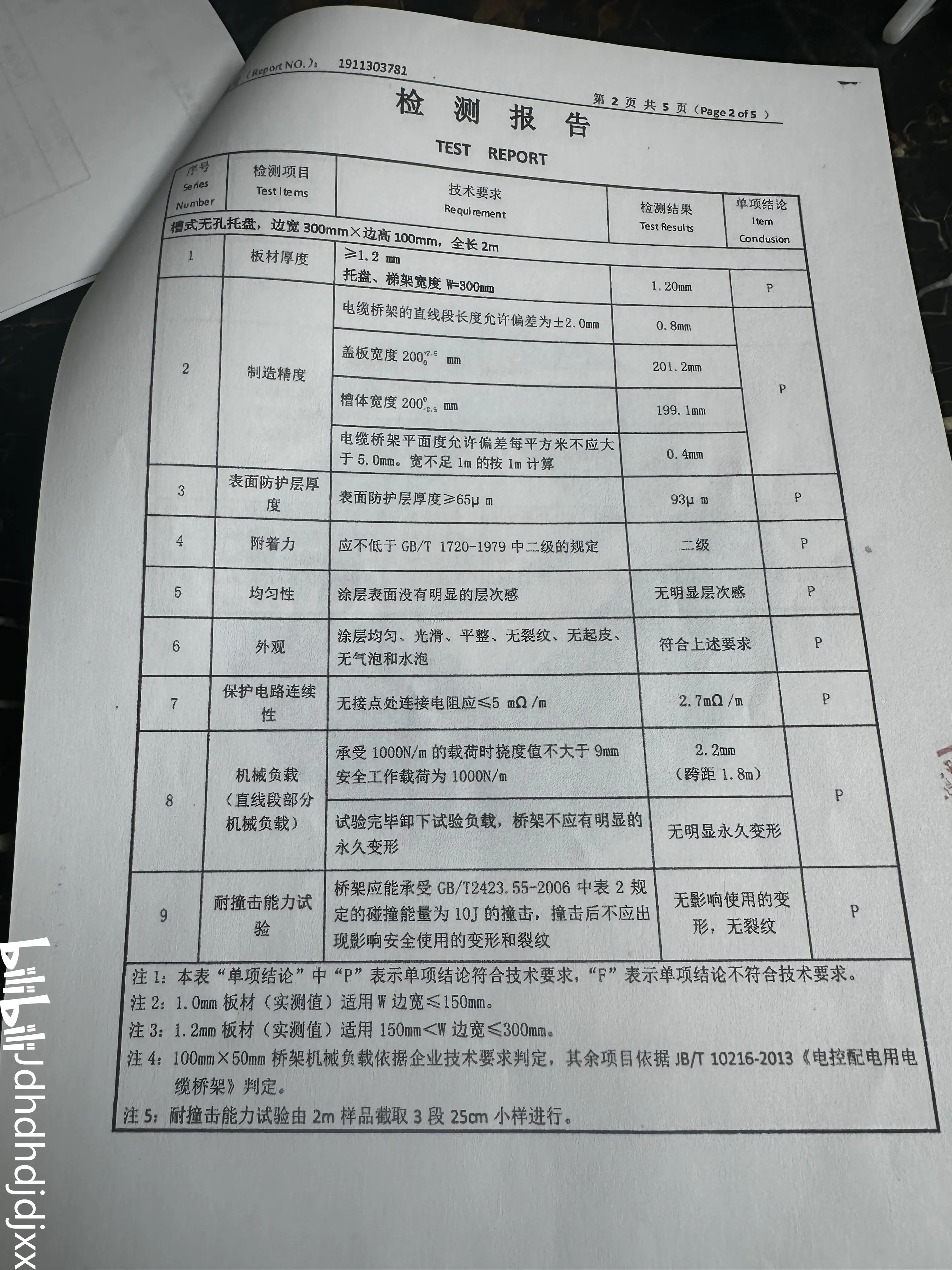 防火桥架检测报告样本图片