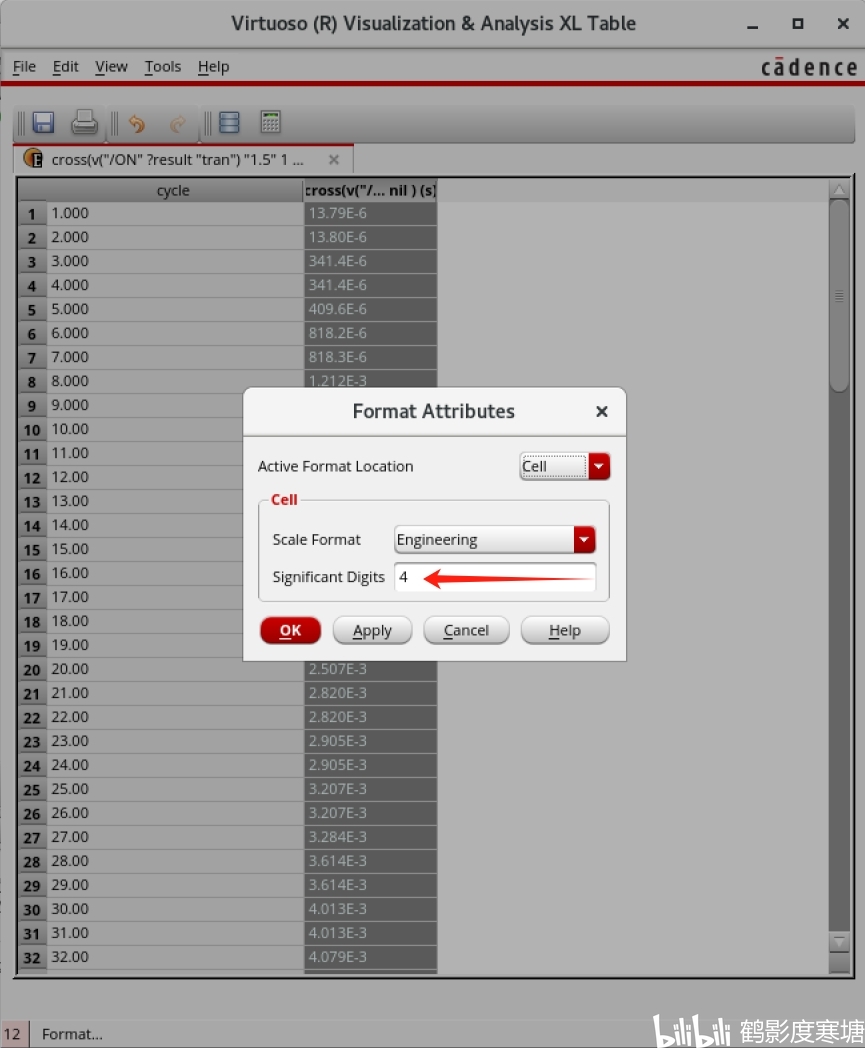 Virtuoso修改Calculator中得到的Table数据的有效数字位数（基于Cadence IC 618） 哔哩哔哩