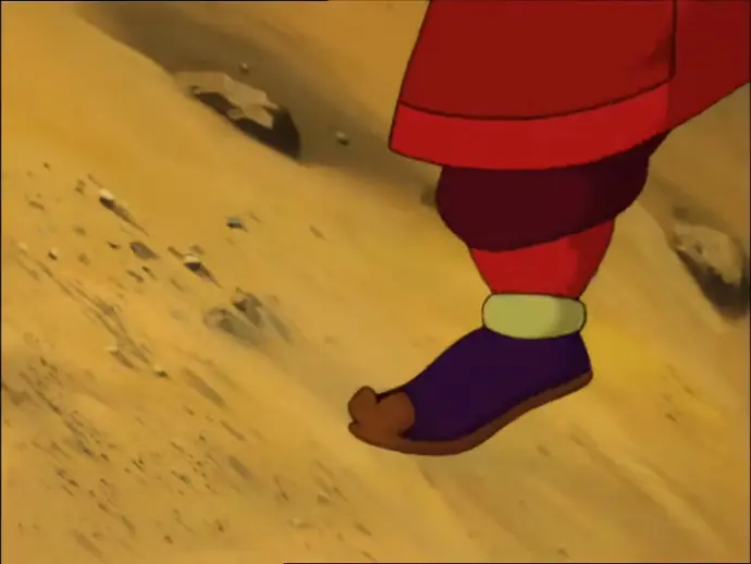 在第25集悟空遇圣婴,菩萨给红孩儿的金箍圈套在头顶,和双手,双脚上.