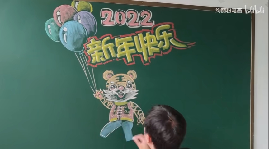 2022新年黑板报虎虎生威贼好看