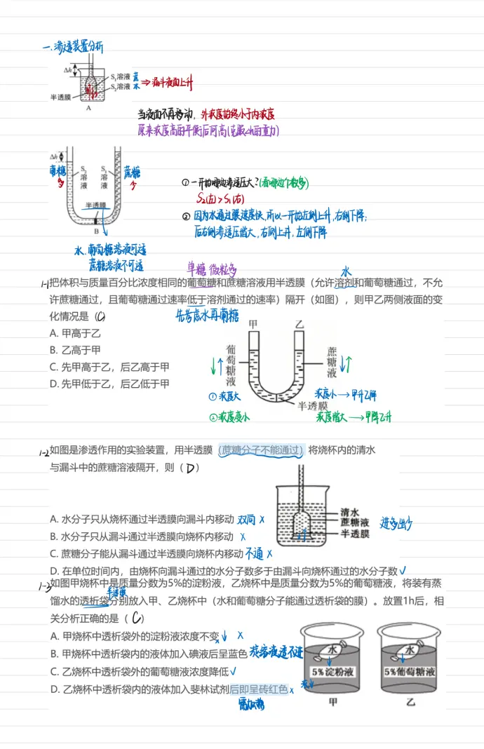 令人头秃的 质壁分离实验和 渗透装置分析来啦!
