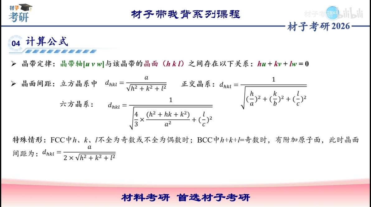 【材子带我背】26材料考研 材科基&热处理带背诵 第一、二期 结合键及晶系... - 哔哩哔哩