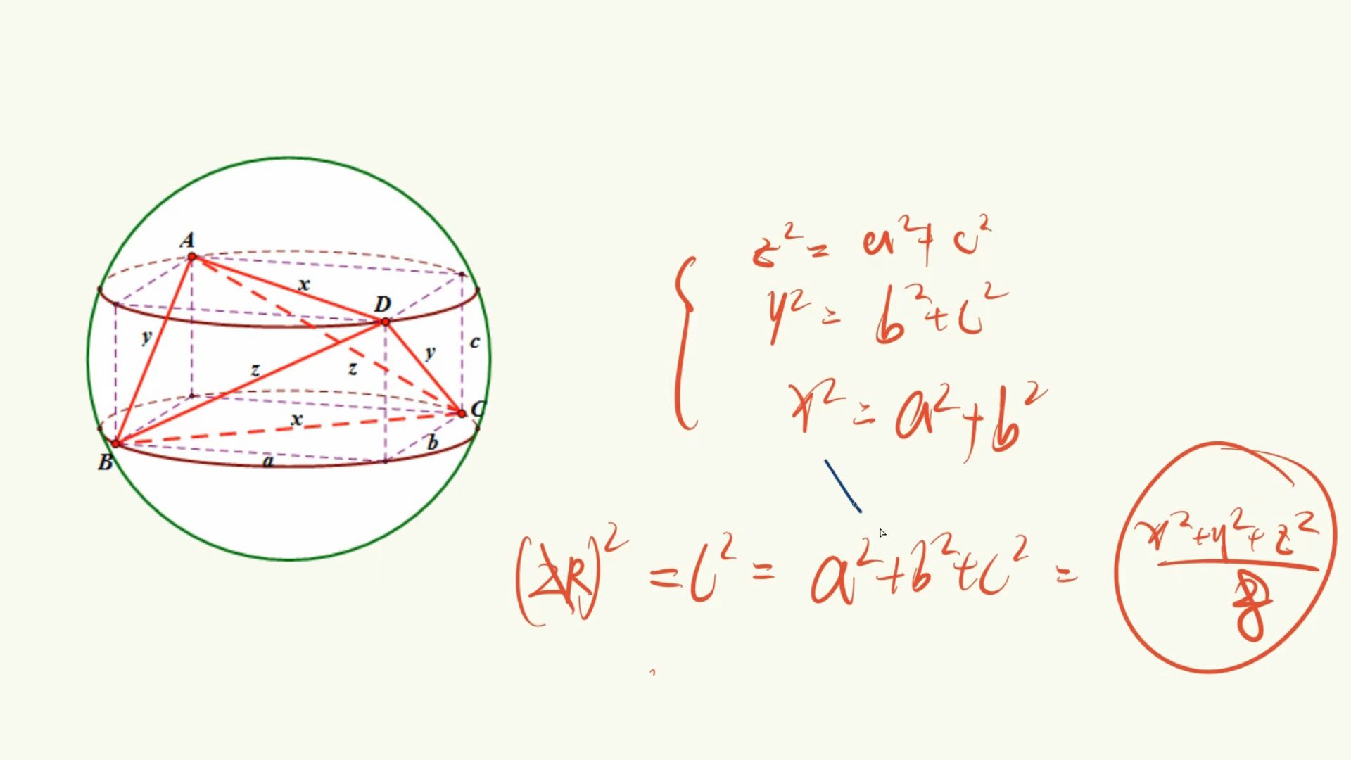 作墙角补全为长方形  2.2r=体对角线长通用法--1.找底面外心   2.