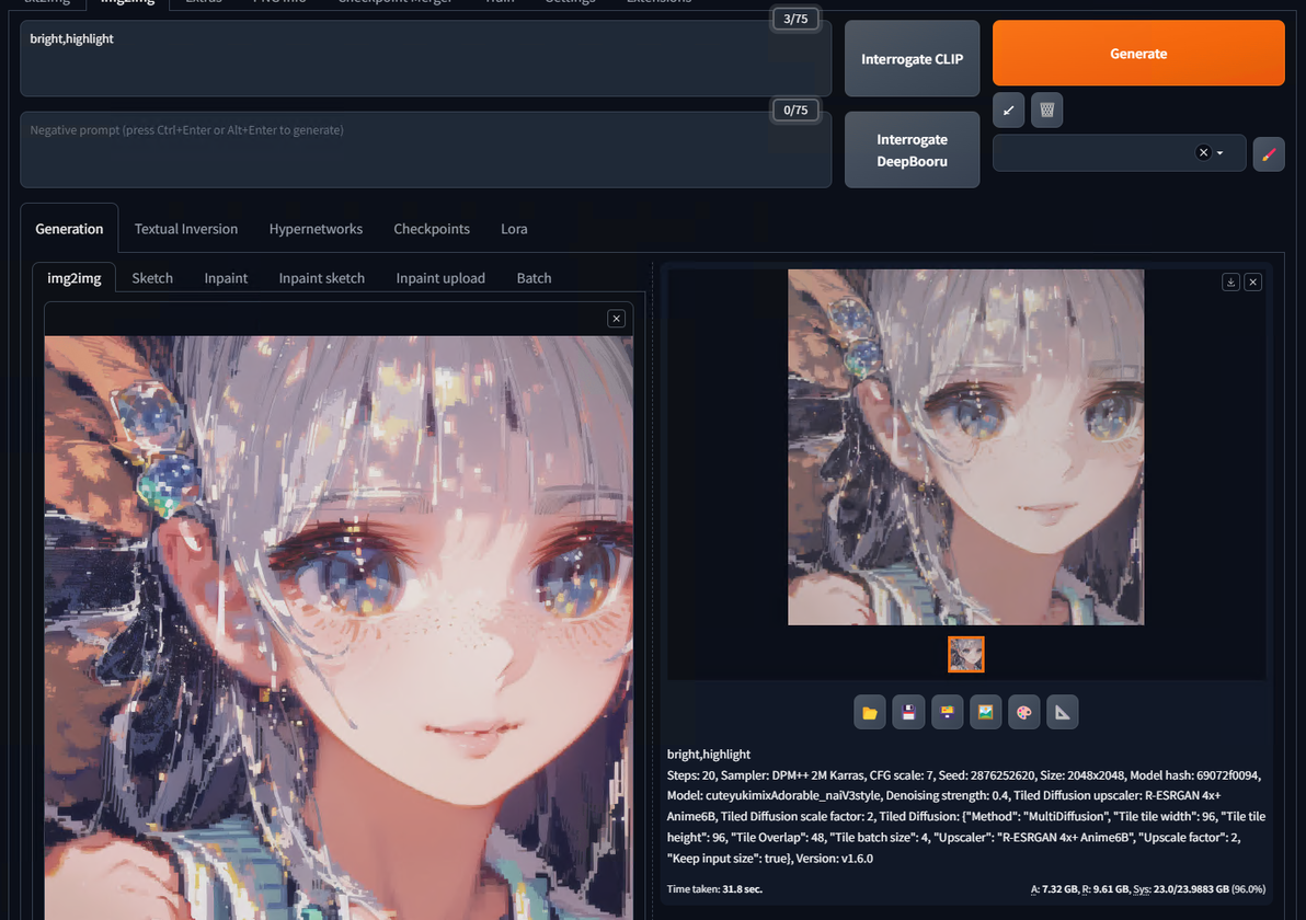 Multi Diffusion + Tiled VAE + ControlNet - 哔哩哔哩