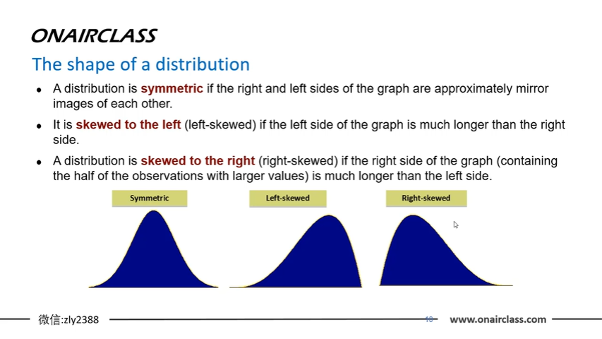 3.right-skewed右偏分布2.left-skewed 左偏分布1.