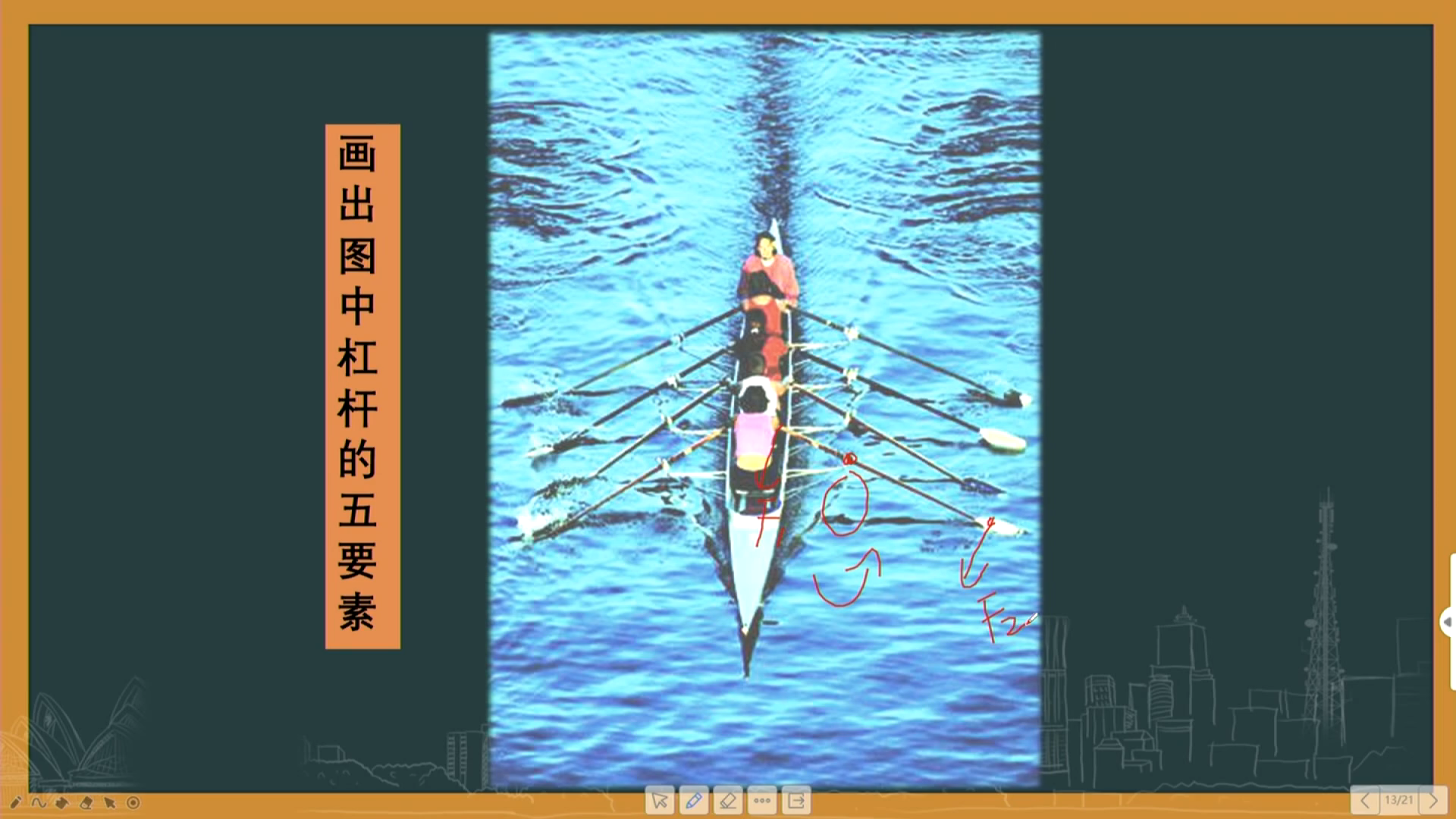 划桨的杠杆示意图图片
