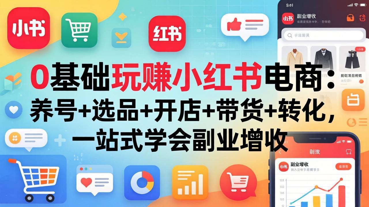 0基础玩赚小红书电商：养号 选品 开店 带货 转化，一站式学会副业增收_-七宝：认真做好一件事