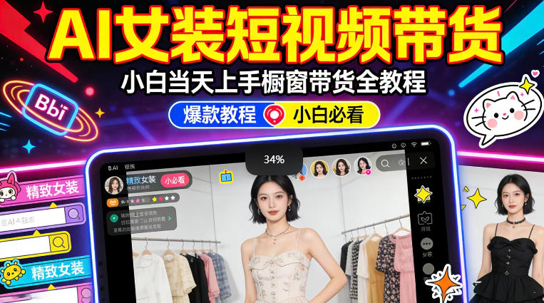AI女装短视频橱窗带货：小白零门槛当天上手，高佣金爆款轻松賺！-七宝：认真做好一件事