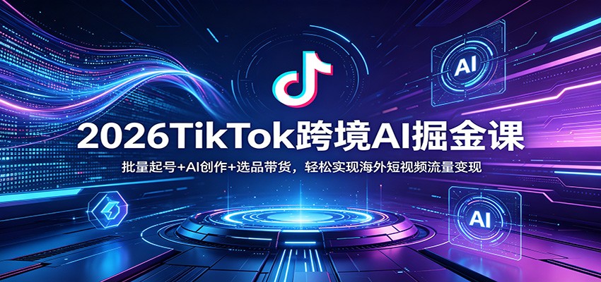 2026TikTok跨境AI掘金课：批量起号 AI创作 选品带货，轻松实现海外短视频流量变现-七宝：认真做好一件事
