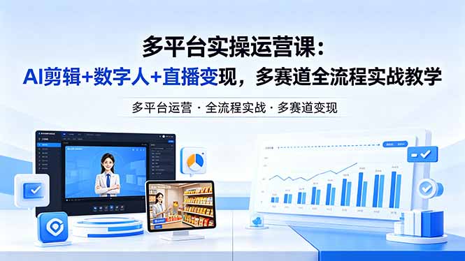 某团队多平台实操运营课-更新26年4月20：AI剪辑 数字人 直播变现，多赛道全流程实战教学_-七宝：认真做好一件事