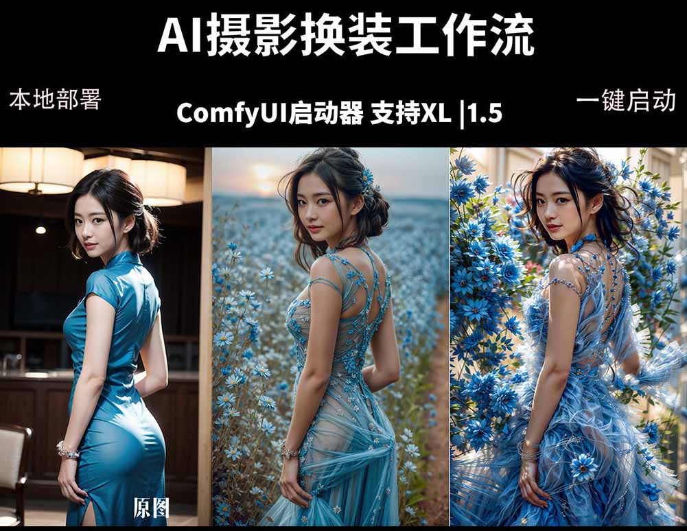 ComfyUI人像写真摄影工作流：本地一键部署，换装换场景换脸全搞定，影楼效率翻倍_-七宝：认真做好一件事