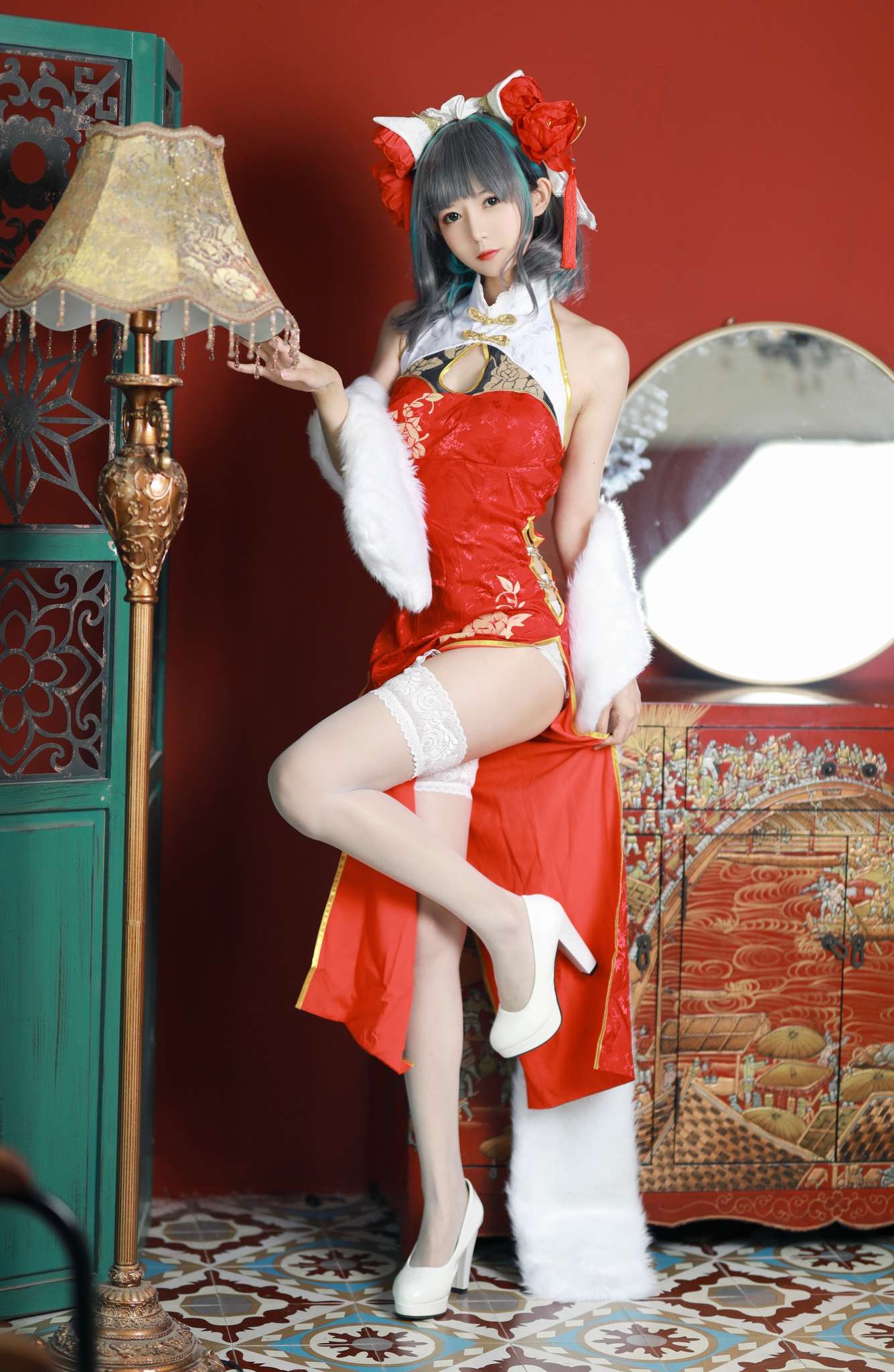 51酱 Vol.018 碧蓝航线-柴郡新春旗袍[12P-55M]-吾爱二次元