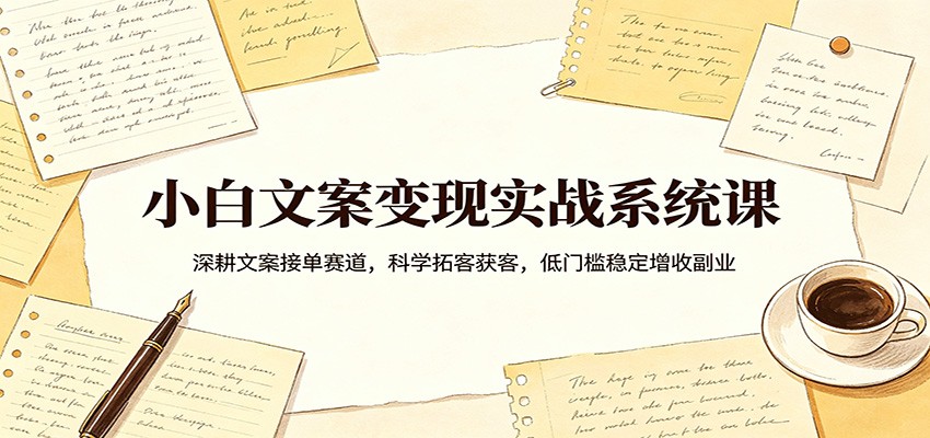 小白文案变现实战系统课：深耕文案接单赛道，科学拓客获客，低门槛稳定增收副业-七宝：认真做好一件事