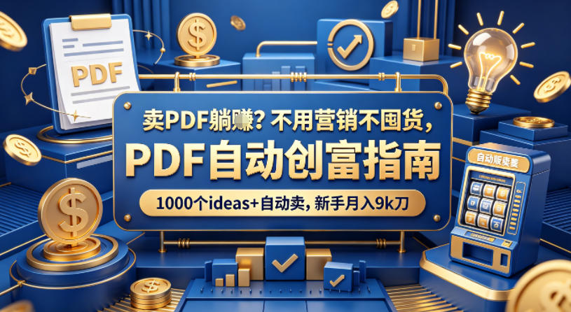 卖PDF躺賺？不用营销不囤货，PDF自动创富指南，1000个ideas 自动卖，新手月入9k刀【原创双语字幕】-七宝：认真做好一件事