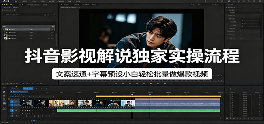 某音影视解说独家实操流程，文案速通 字幕预设小白轻松批量做爆款视频-七宝：认真做好一件事