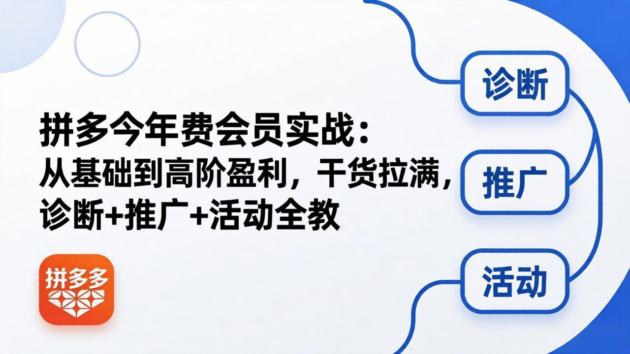 拼多多年费会员实战(更新26年4月20)：从基础到高阶盈利，干货拉满，诊断 推广 活动全教_-七宝：认真做好一件事