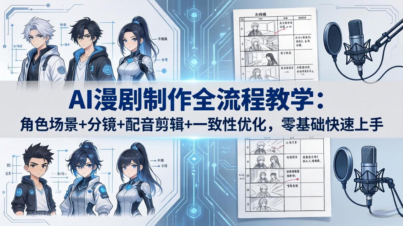 AI漫剧制作全流程教学：角色场景 分镜 配音剪辑 一致性优化，零基础快速上手_-七宝：认真做好一件事