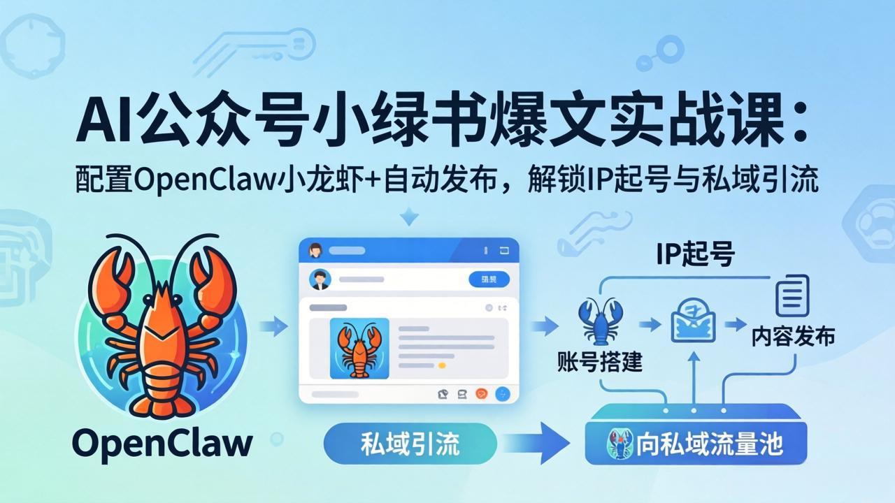 AI公众号小绿书变现实战课：小绿书爆文写作 OpenClaw自动发布，解锁IP起号与私域引流_-七宝：认真做好一件事