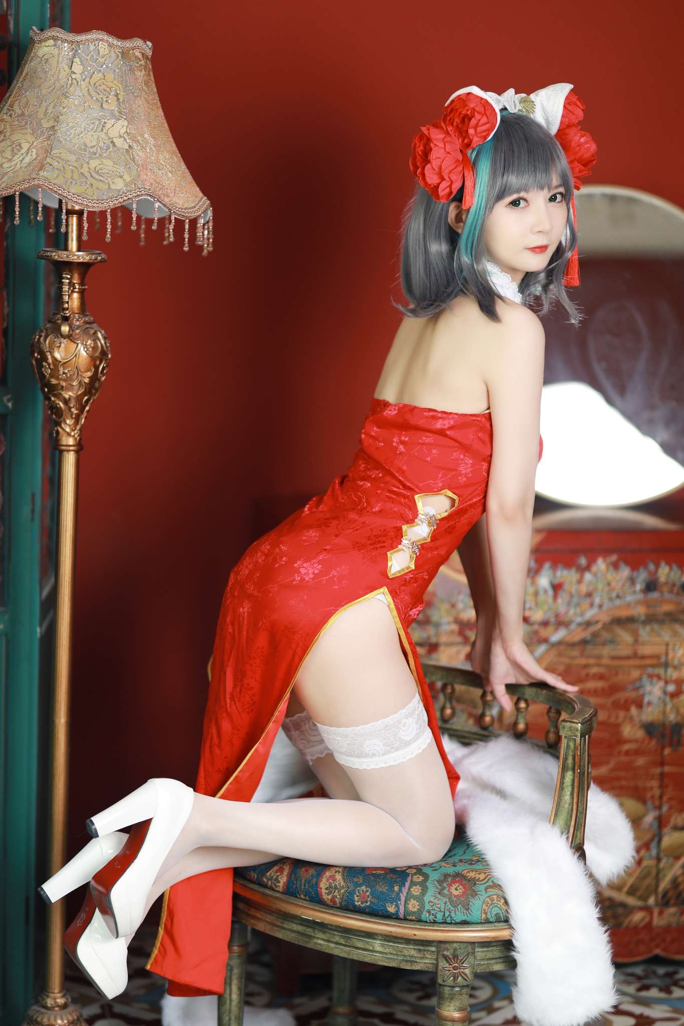 图片[5]-51酱 Vol.018 碧蓝航线-柴郡新春旗袍[12P-55M]-吾爱二次元