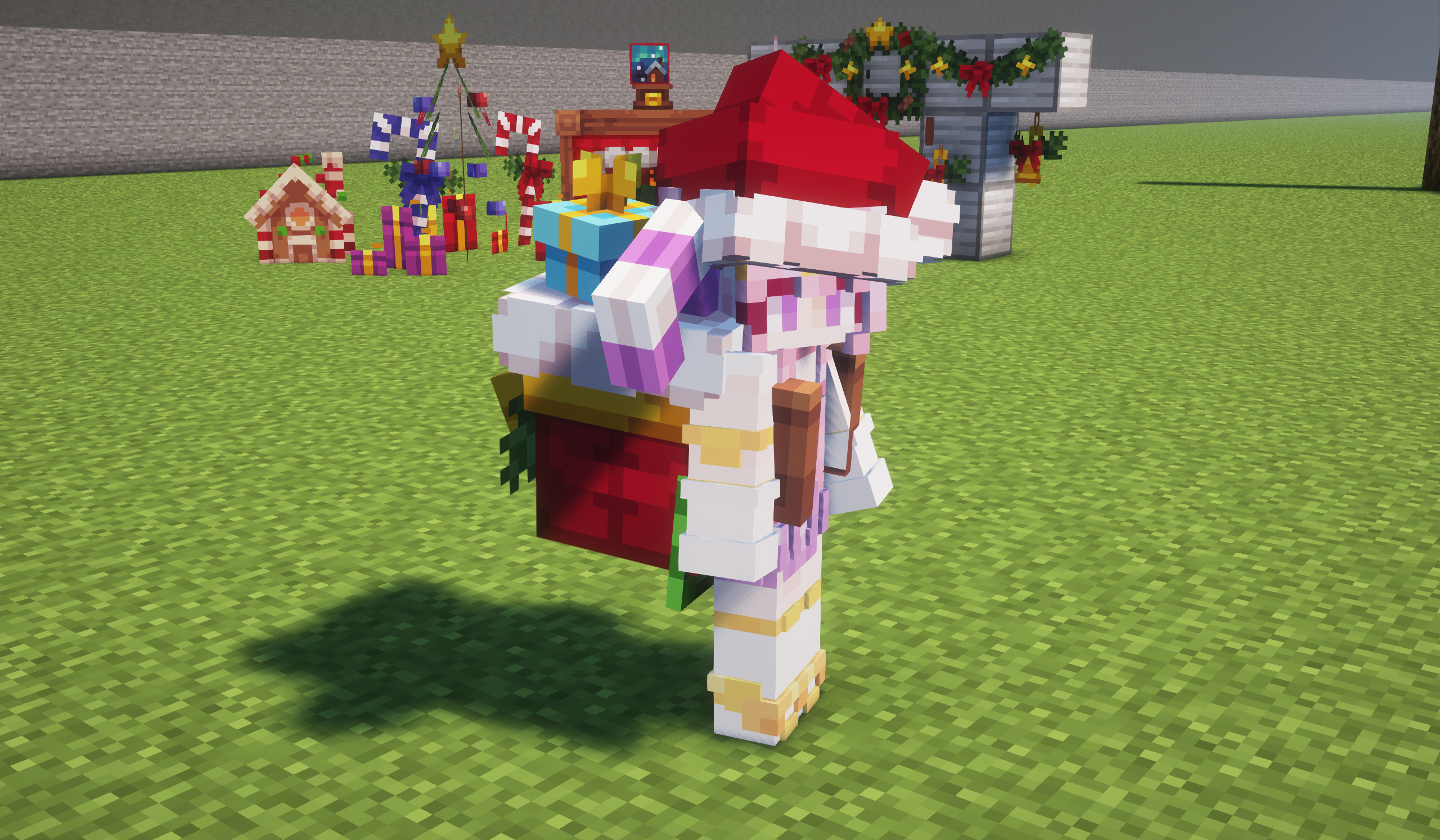 圣诞礼物袋和圣诞老人帽效果图