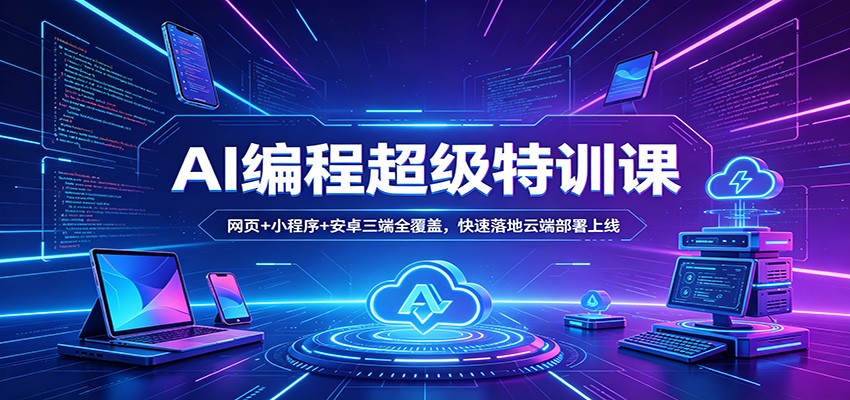 AI编程超级特训课：网页 小程序 安卓三端全覆盖，快速落地云端部署上线-七宝：认真做好一件事