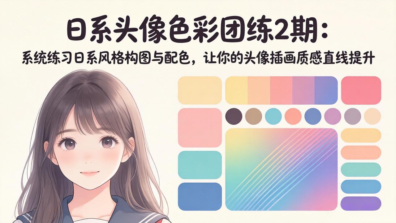 日系头像色彩团练2期：系统练习日系风格构图与配色，让你的头像插画质感直线提升_-七宝：认真做好一件事