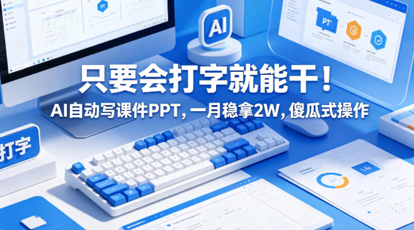 只要会打字就能干！AI自动写课件PPT，一月稳拿2W，傻瓜式操作！-七宝：认真做好一件事