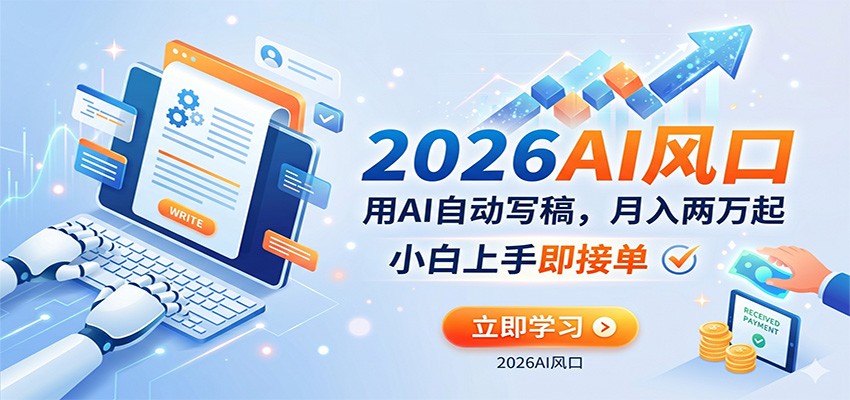 AI**钱的新风口，用AI**写稿，**两万起，小白上手即接单-七宝：认真做好一件事