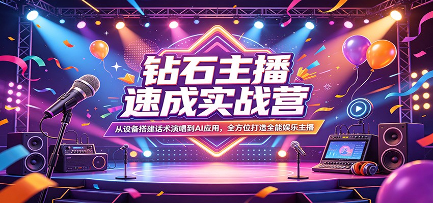 钻石主播速成实战营：从设备搭建话术演唱到AI应用，全方位打造全能娱乐主播-七宝：认真做好一件事