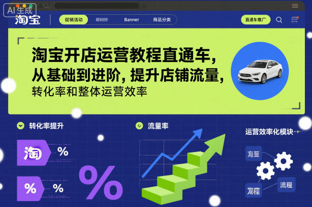 淘宝开店运营教程直通车，从基础到进阶，提升店铺流量，转化率和整体运营效率（更新26年4月10日）-七宝：认真做好一件事