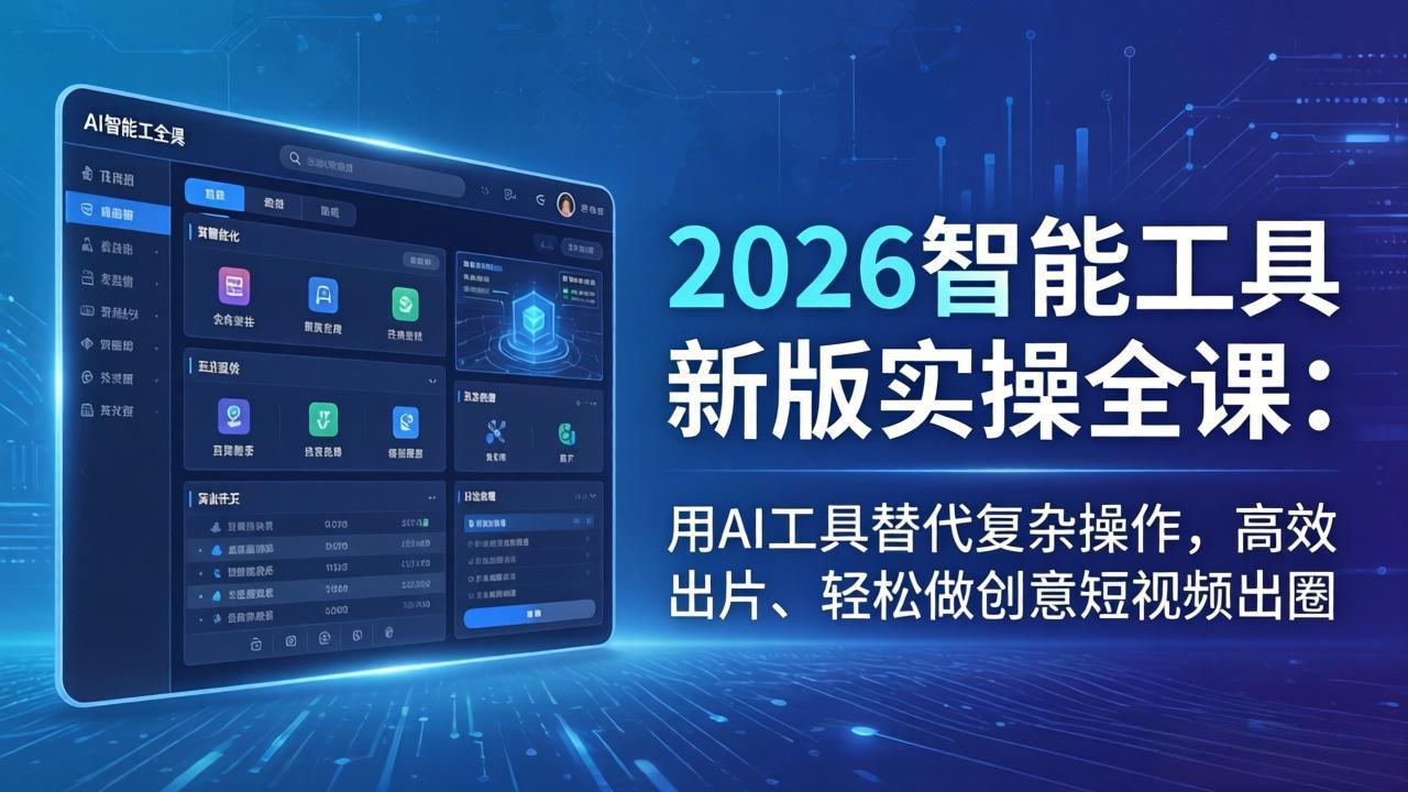 2026智能工具新版实操全课：用AI工具替代复杂操作，高效出片、轻松做创意短视频出圈_-七宝：认真做好一件事