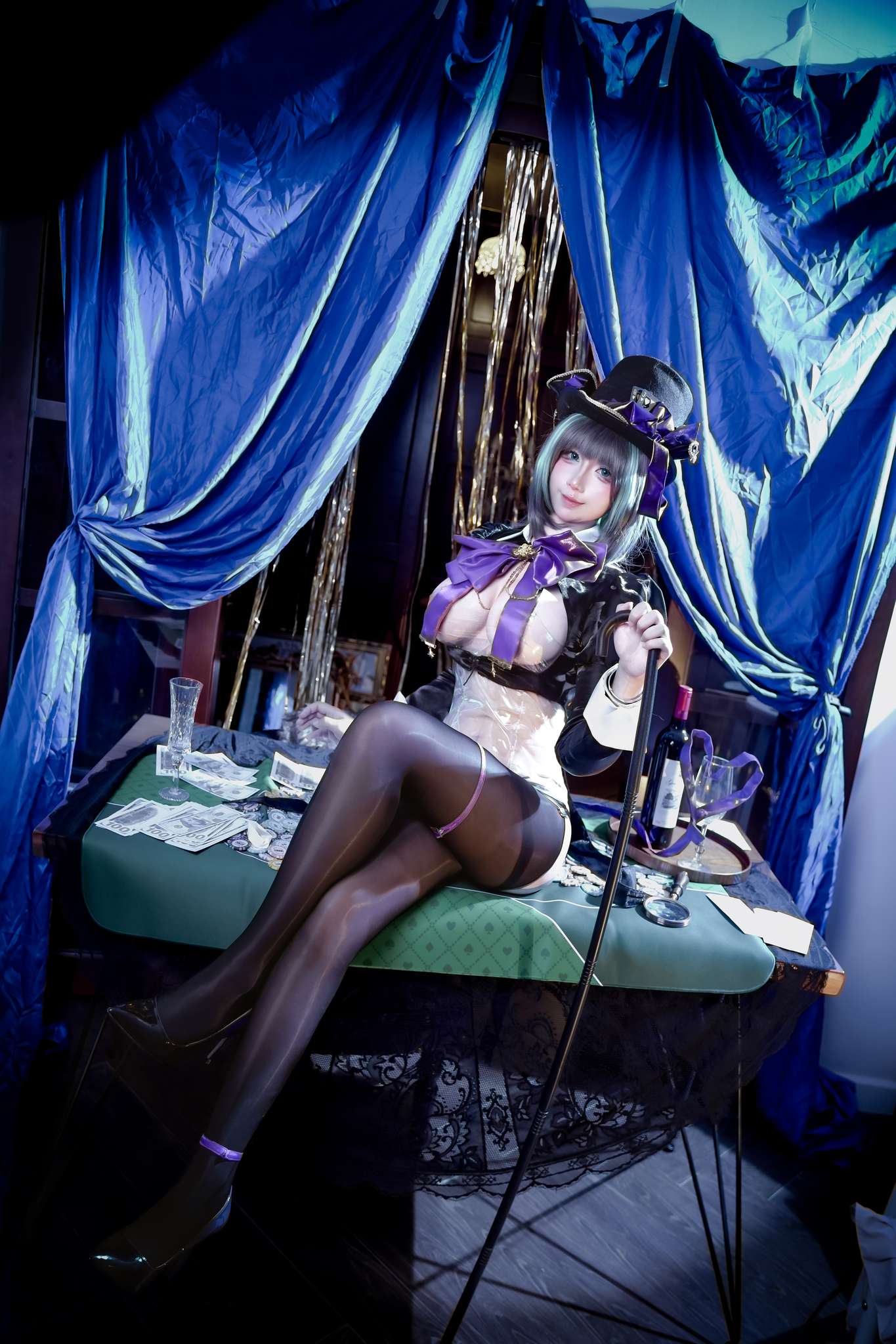 九曲Jean Vol.075 碧蓝航线 柴郡·绚烂夜梦 [40P-431M]-吾爱二次元