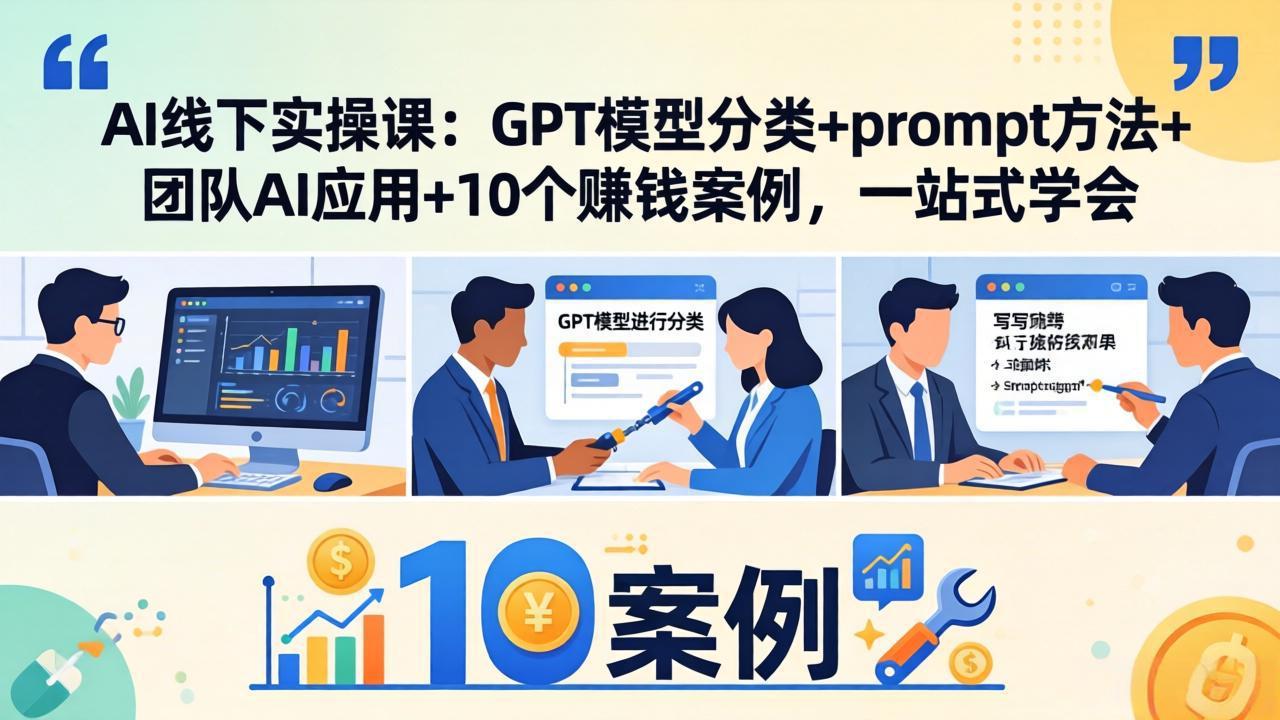 AI线下实操课：GPT模型分类 prompt方法 团队AI应用 10个赚钱案例，一站式学会_-七宝：认真做好一件事