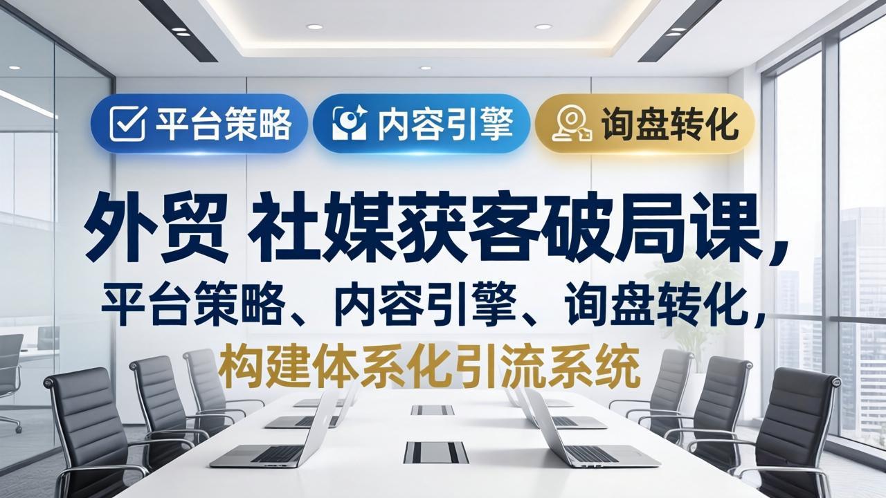 外贸 社媒获客破局课,平台策略、内容引擎、询盘转化,构建体系化引流系统(更新26年3月)_-七宝:认真做好一件事