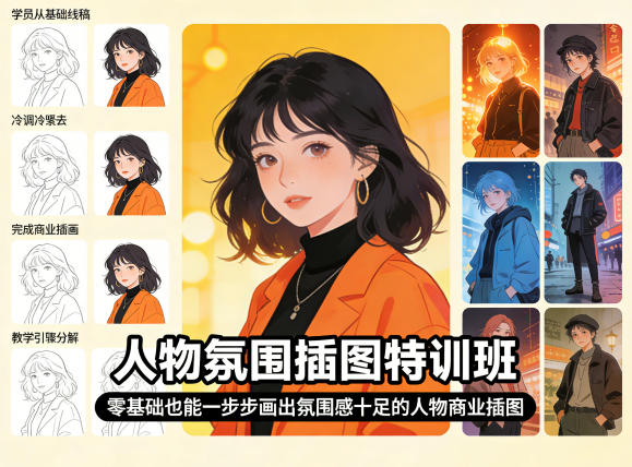人物氛围插图特训班，零基础也能一步步画出氛围感十足的人物商业插图-七宝：认真做好一件事